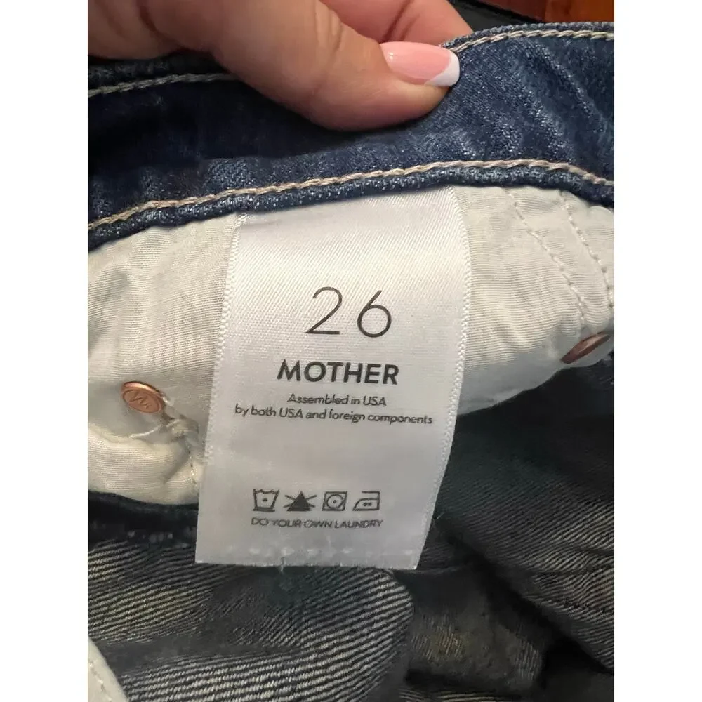 Mother Rerun Zip Sneak High-Rise Wide-Leg Jeans size 26 blue New - Picture 9 of 10